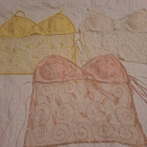 Seduction Y2K Vintage Beaded Summer Tops